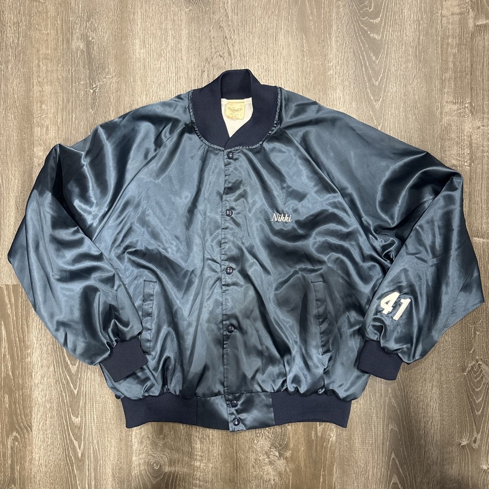 AUBURN Sportswear Satin Varsity Jacket Bomber Made in USA 2XL Vintage